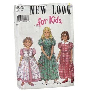 New Look 6625 Sewing Pattern Size 3-8 Girls Dress and Pinafore 15 Pieces UNCUT
